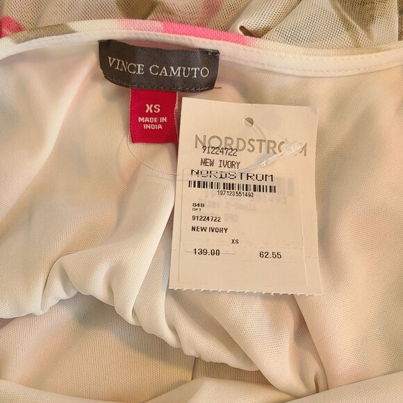 Vince Camuto Pink Floral Chiffon Cowl Neck Maxi Dress XS Low Back Romantic NEW - Picture 5 of 9